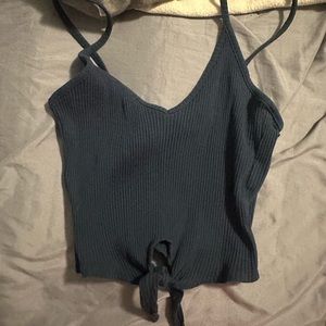 Blue tie crop top